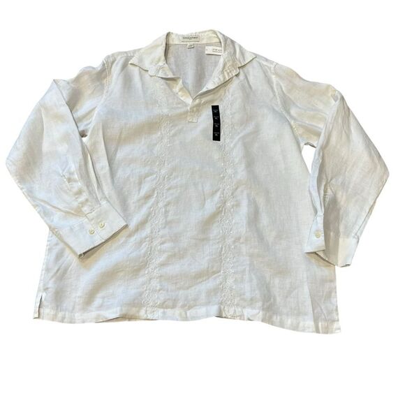 Banana Republic White 100% Linen Long Sleeve Shirt Tunic - Picture 3 of 13
